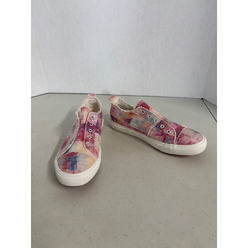 Corkys‎ Babalu Women 10 Multicolor Geometric Distressed Slip On Canvas Sneakers
